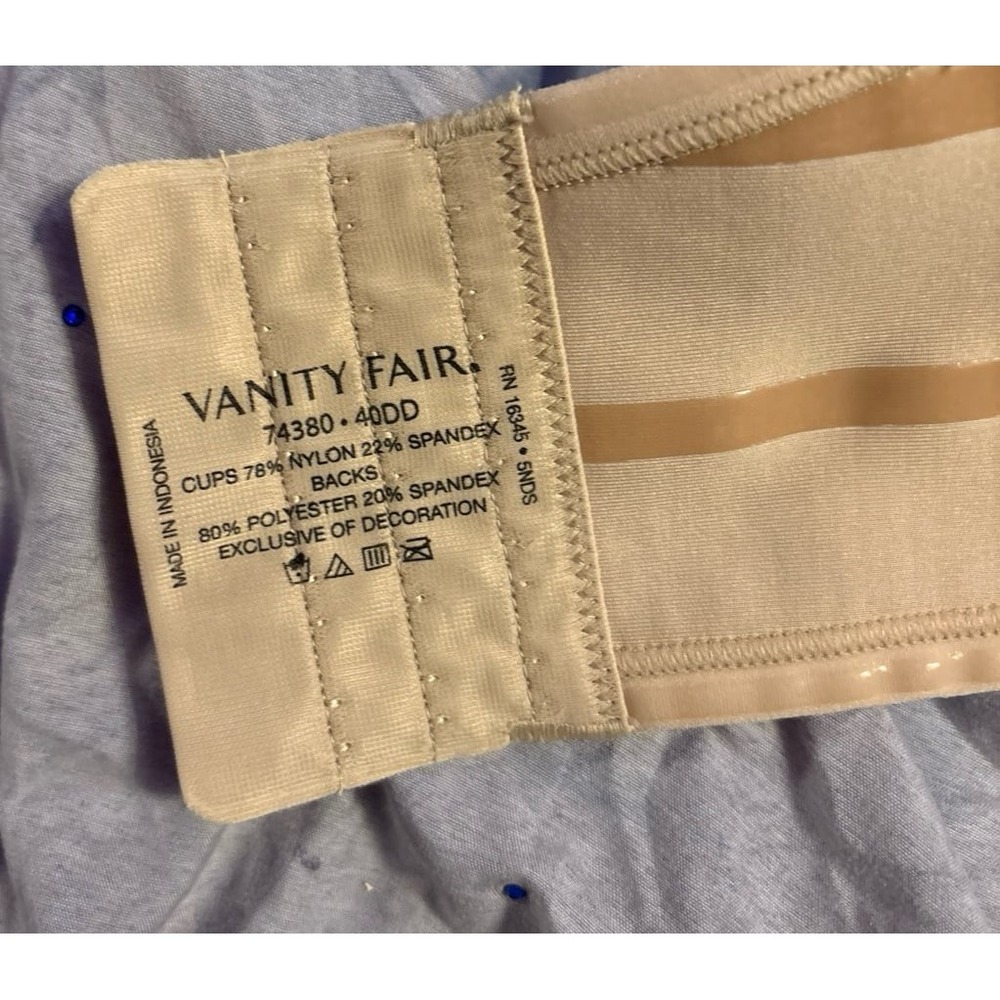 Vanity Fair Full Figure Beige Underwire Strapless Bra, Size 40DD - Picture 4 of 5